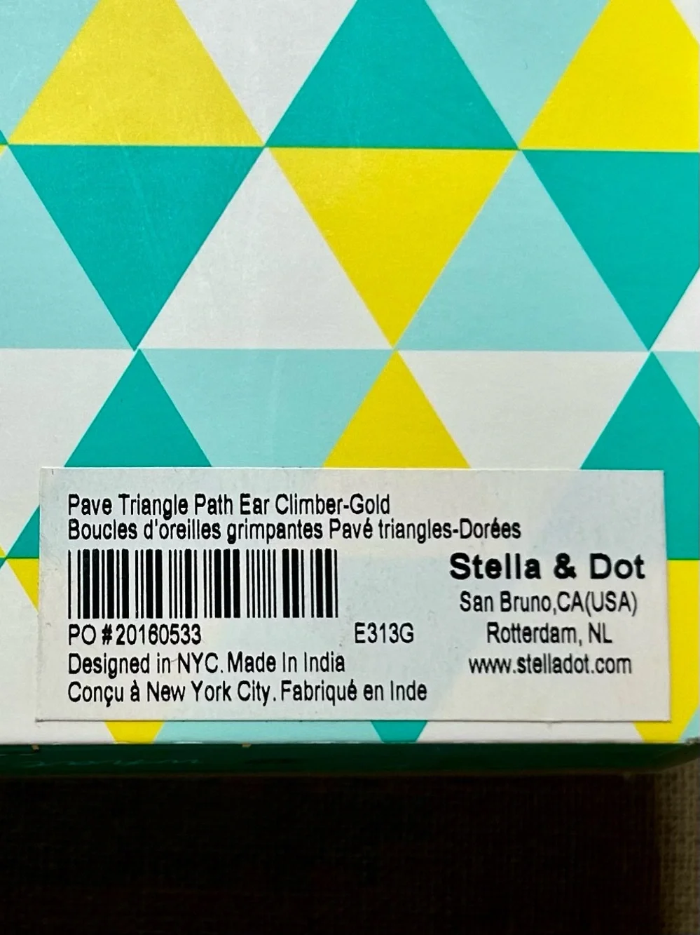 Stella & Dot Gold Paver Triangle Ear Climbers